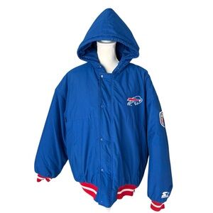 Vtg 90s NFL Starter blue red Buffalo Bills puffer jacket men large football